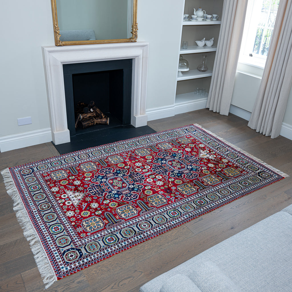 "Gonagkend" Poppy red silk carpet