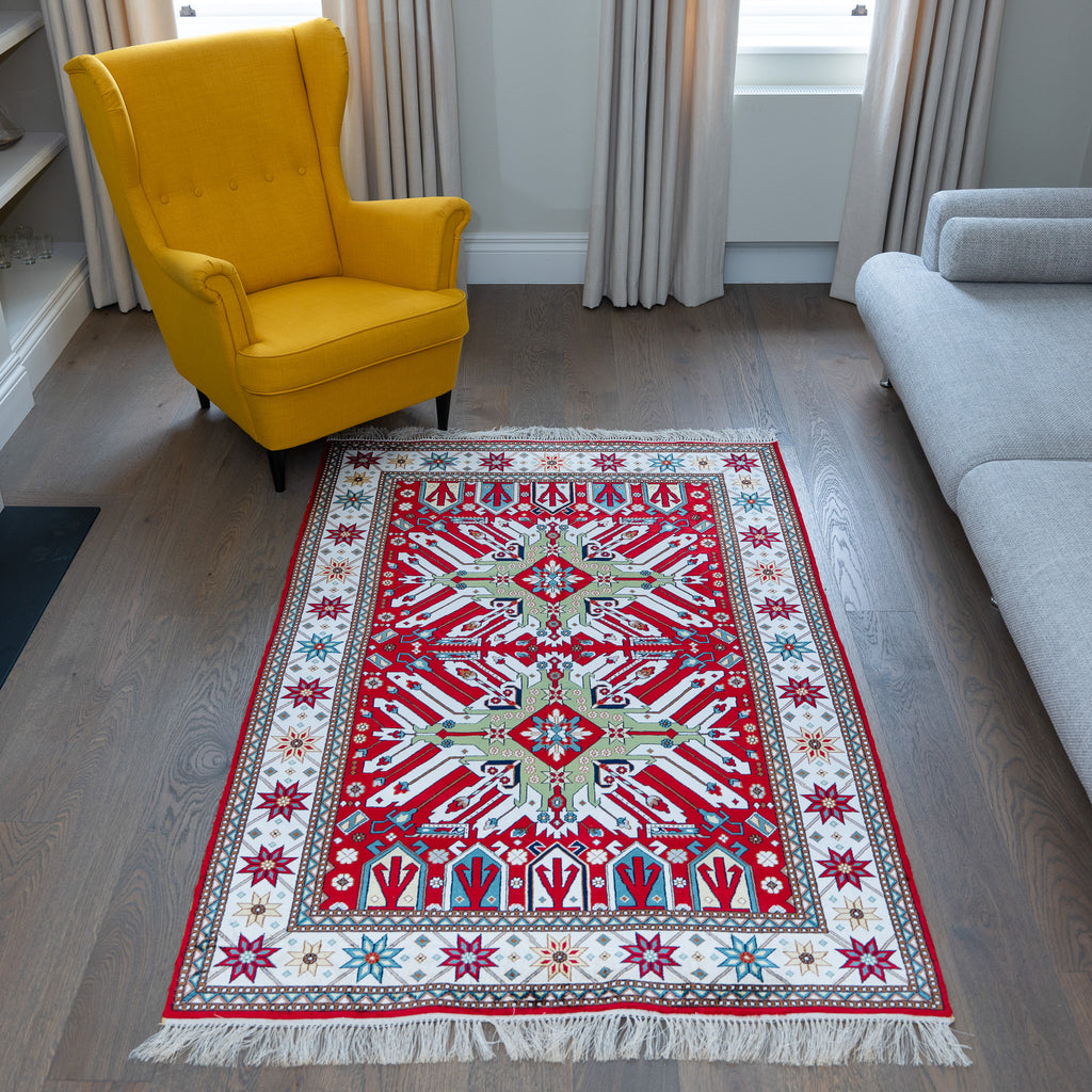 "Chelebi" Raspberry red silk carpet