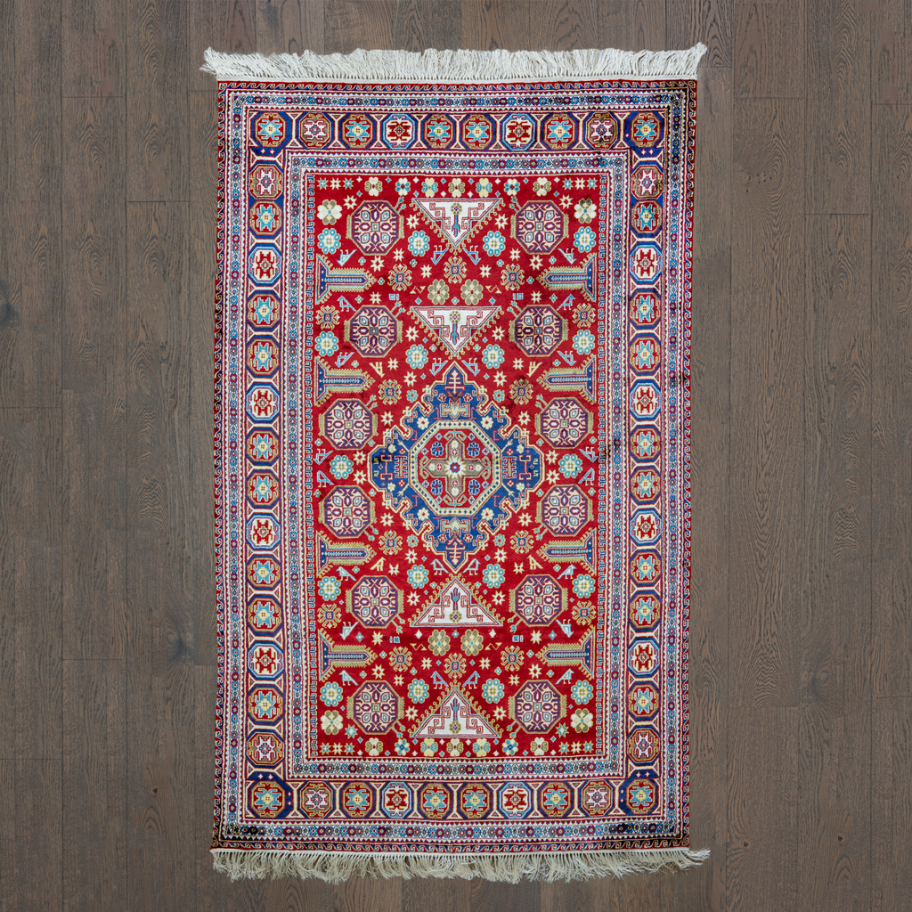 "Gonagkend" Pomegrante red silk carpet